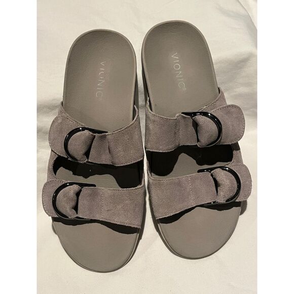 Vionic Gray Suede Sandals - Picture 1 of 7